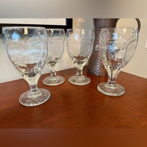 4 Vintage Textured Libbey Wine Goblets